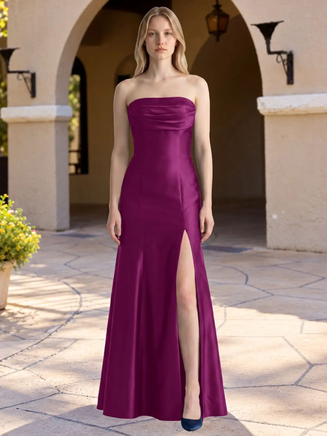 Strapless Ruched Bodice Prom Dress 