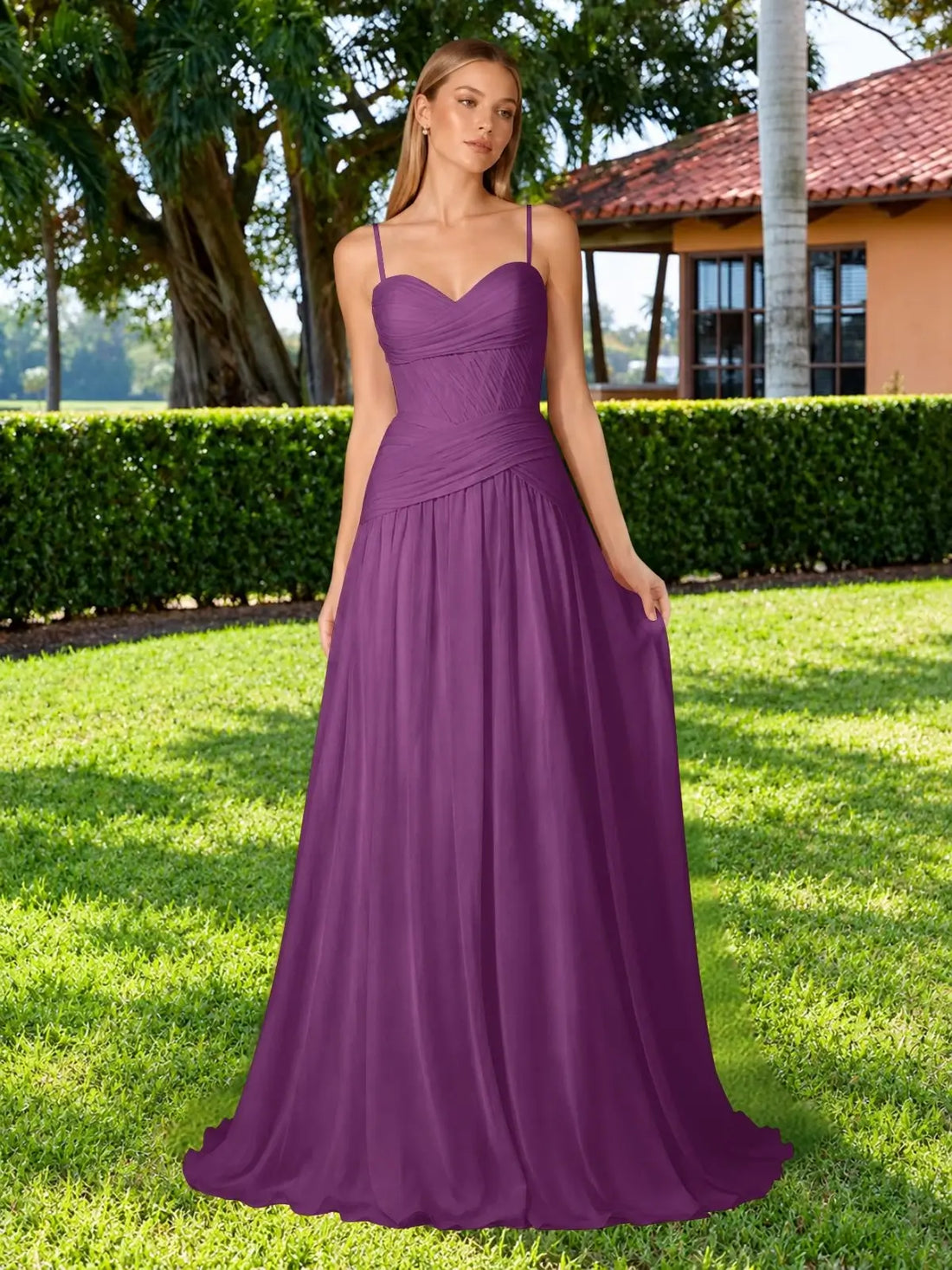 Chiffon Bridesmaid Dress with Ruched Design 