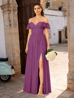 Chiffon Bridesmaid Dress with Cap Sleeves 