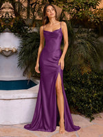Sheath Bridesmaid Dress with High Slit 