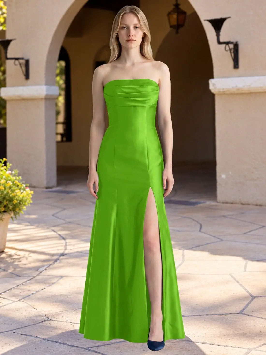 Strapless Ruched Bodice Prom Dress 