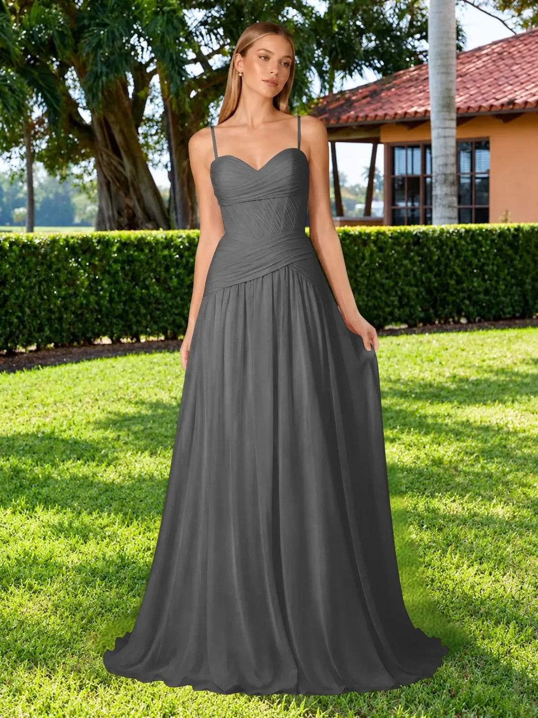 Chiffon Bridesmaid Dress with Ruched Design 