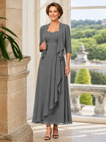 Two-piece Mother of the Bride Dress with Ruffle Design 
