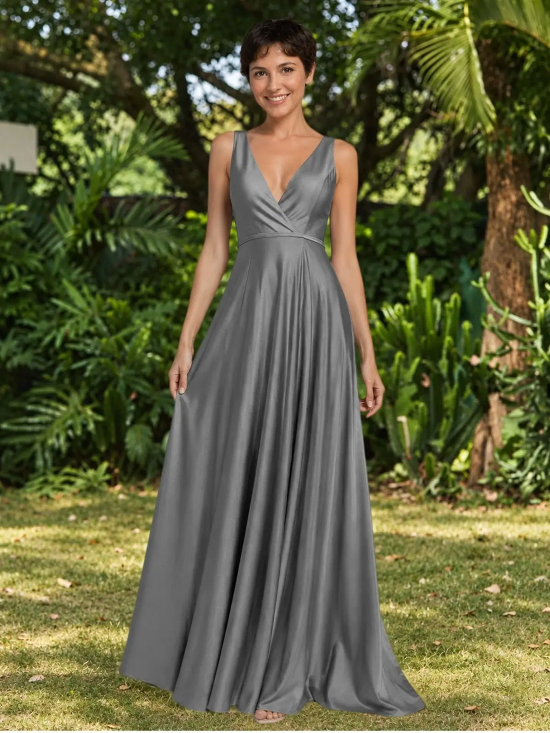 A-line Bridesmaid Dress with Cross-Over Bodice