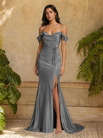 Mermaid Bridesmaid Dress with Tie Waist Sash