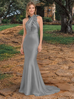 Silk-like Bridesmaid Dress with 3D Floral 