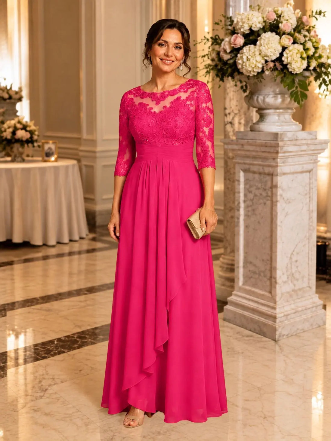 Three Quarter Sleeve Mother Dress 
