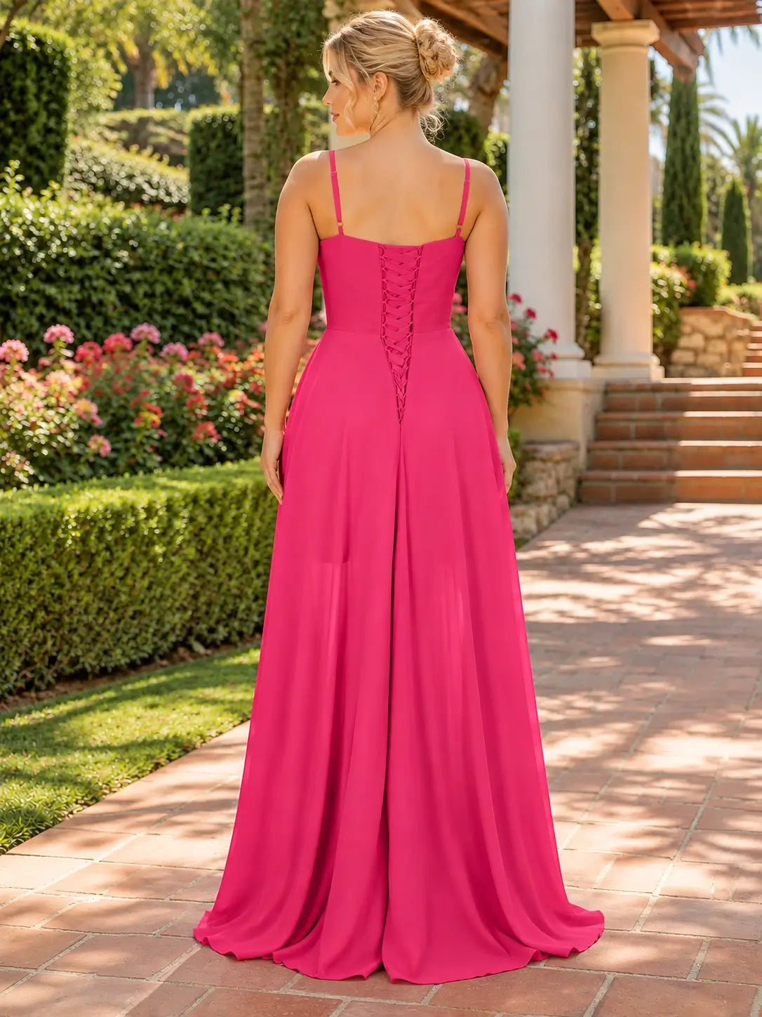 Spaghetti Asymmetrical Bridesmaid Dress 