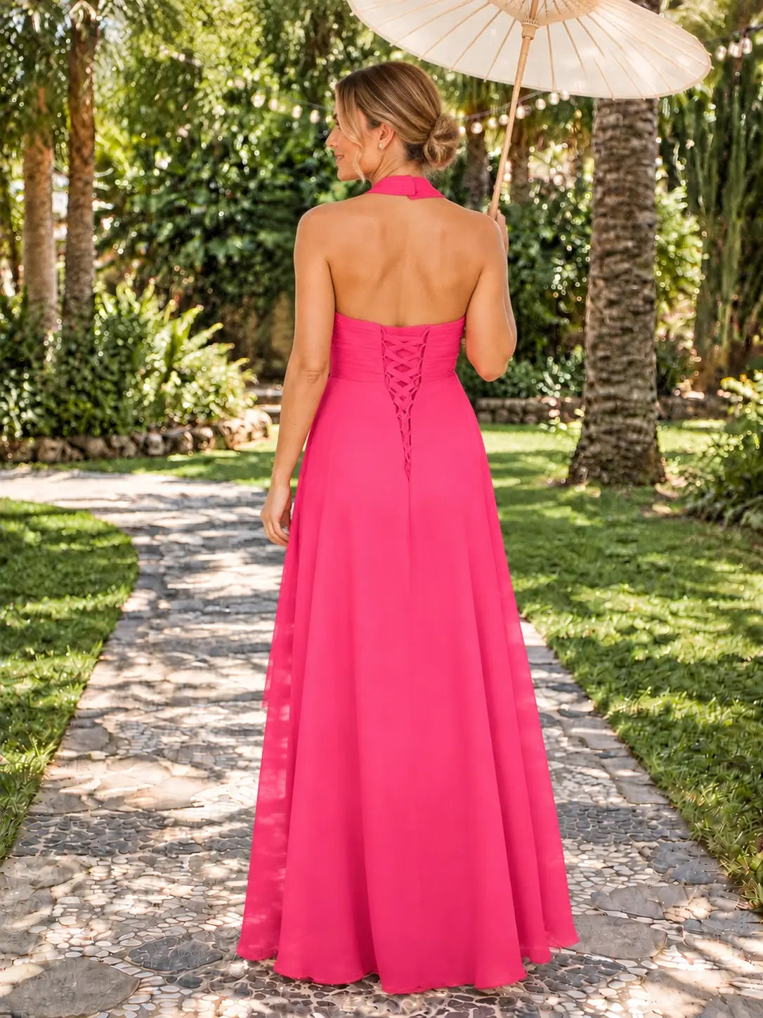 Ruched Halter Bridesmaid Dress 