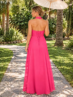 Ruched Halter Bridesmaid Dress 