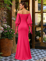 Mermaid Bridesmaid Dress with Puff Sleeves
