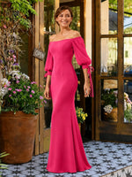 Mermaid Bridesmaid Dress with Puff Sleeves