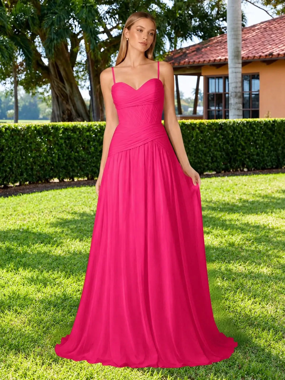 Chiffon Bridesmaid Dress with Ruched Design 