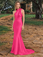 Silk-like Bridesmaid Dress with 3D Floral 