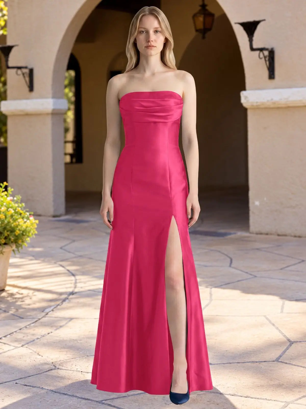 Strapless Ruched Bodice Prom Dress 