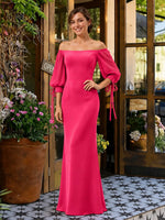 Mermaid Bridesmaid Dress with Puff Sleeves