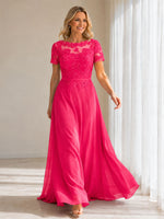 Illusion Applique Chiffon Dress 