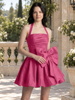 Halter Oversized Bow Mini Dress 
