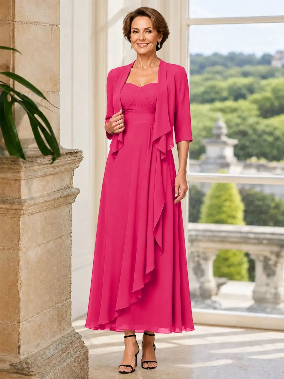 Two-piece Mother of the Bride Dress with Ruffle Design 