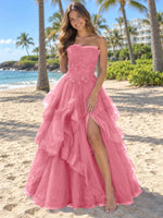Tiered Strapless Prom Dress 