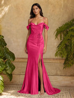 Mermaid Bridesmaid Dress with Tie Waist Sash