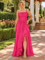 Spaghetti Asymmetrical Bridesmaid Dress 