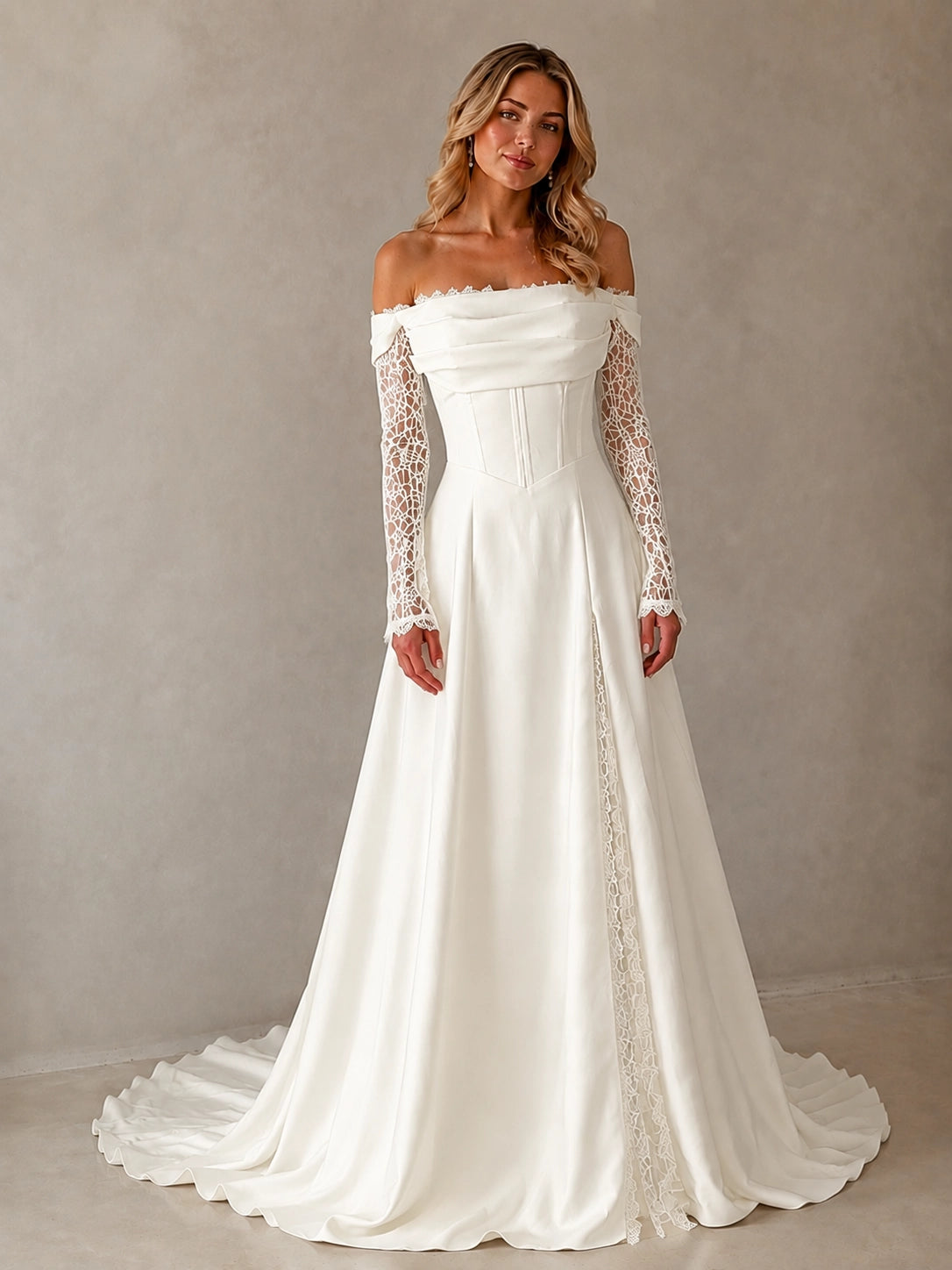 Lace Long Sleeves Wedding Dress 