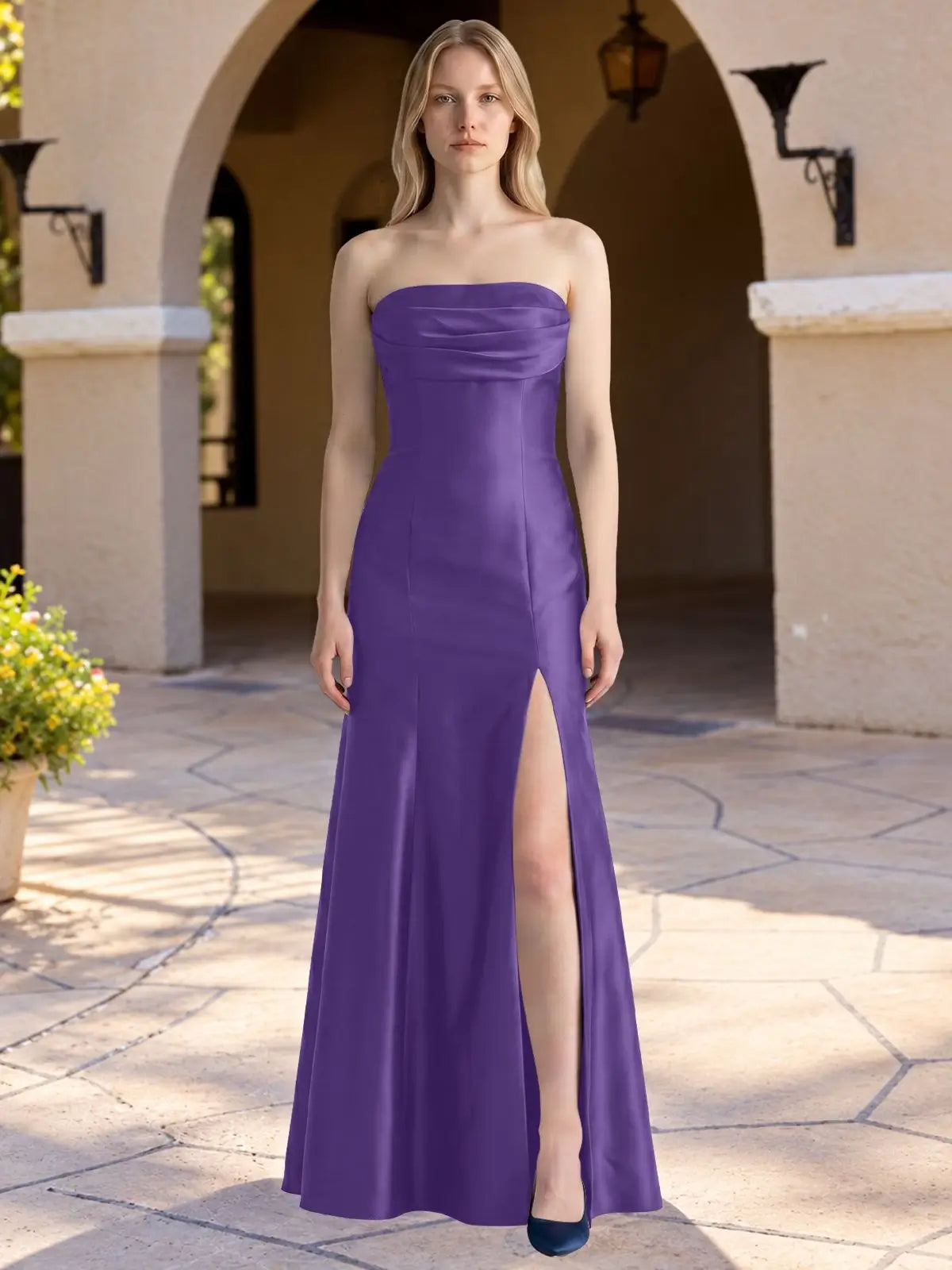 Strapless Ruched Bodice Prom Dress 