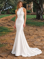 Silk-like Bridesmaid Dress with 3D Floral 