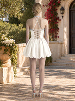 Beading Bubble Hem Mini Dress 