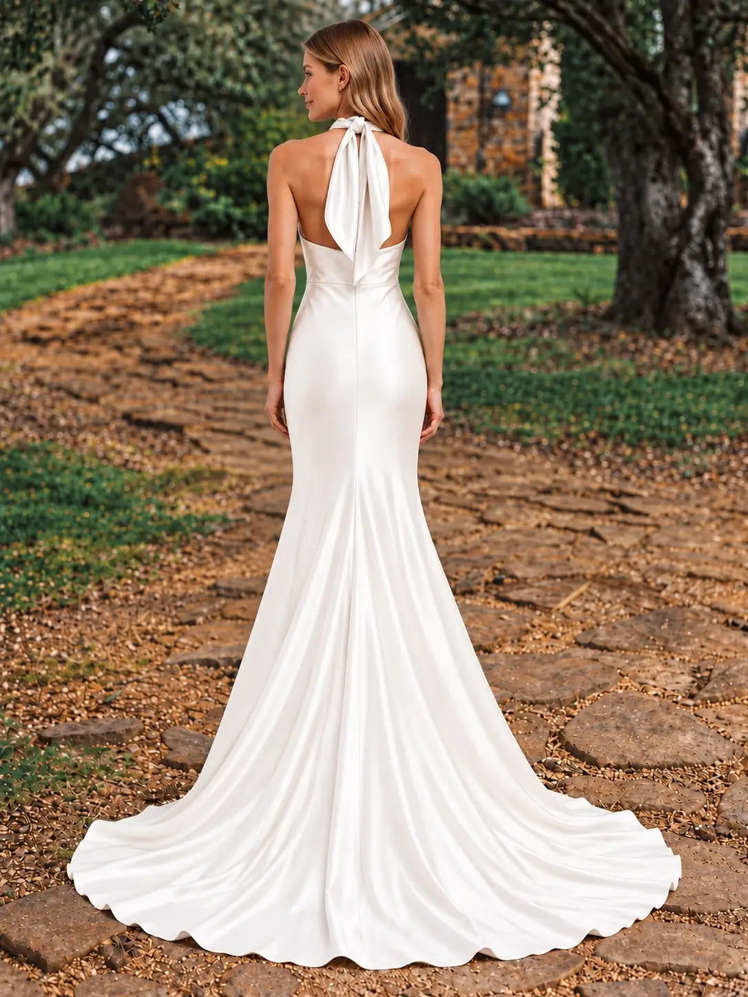 Silk-like Bridesmaid Dress with 3D Floral