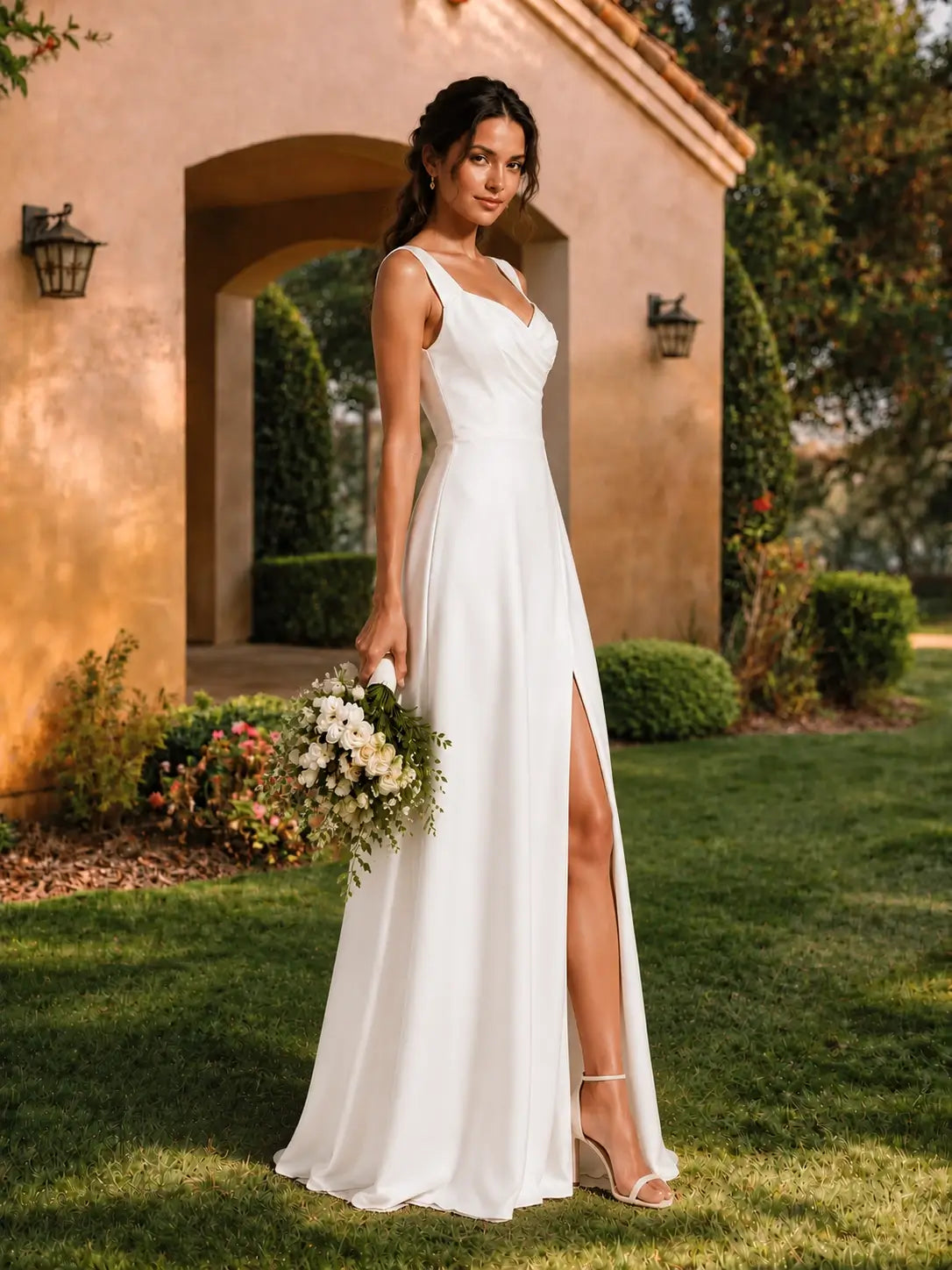Sweetheart Neckline Bridesmaid Dress with Wide Straps