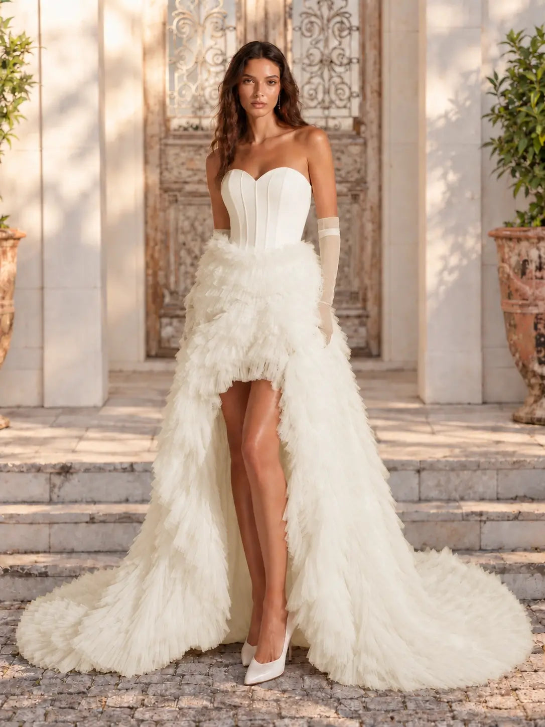 Tulle Wedding Dress with High-Low 