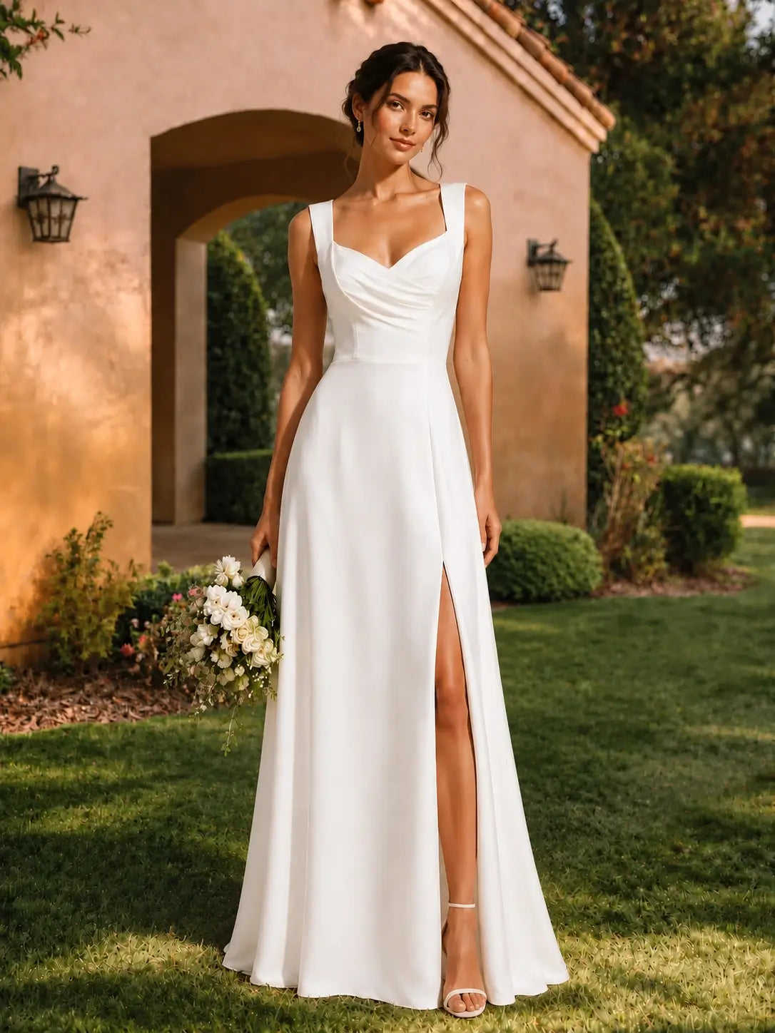 Sweetheart Neckline Bridesmaid Dress with Wide Straps