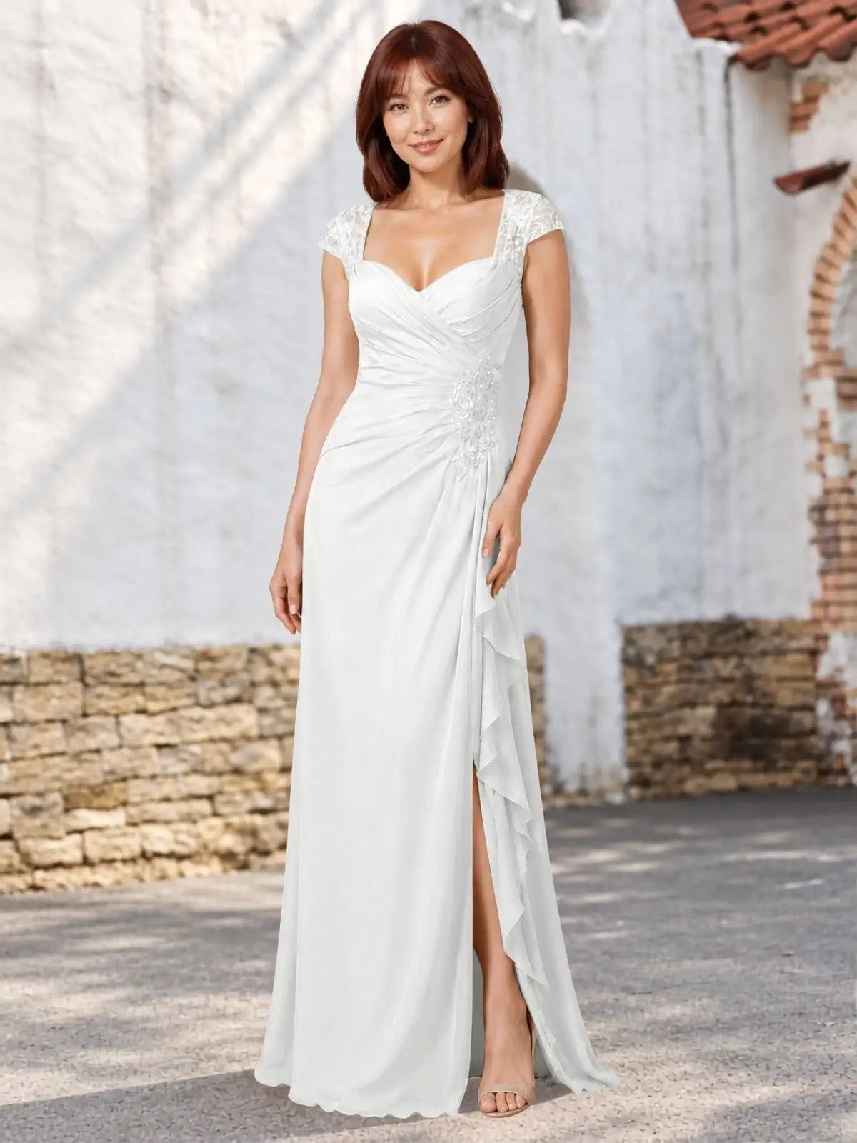 Chiffon Mother of the Bride Dress with Lace Appliques 