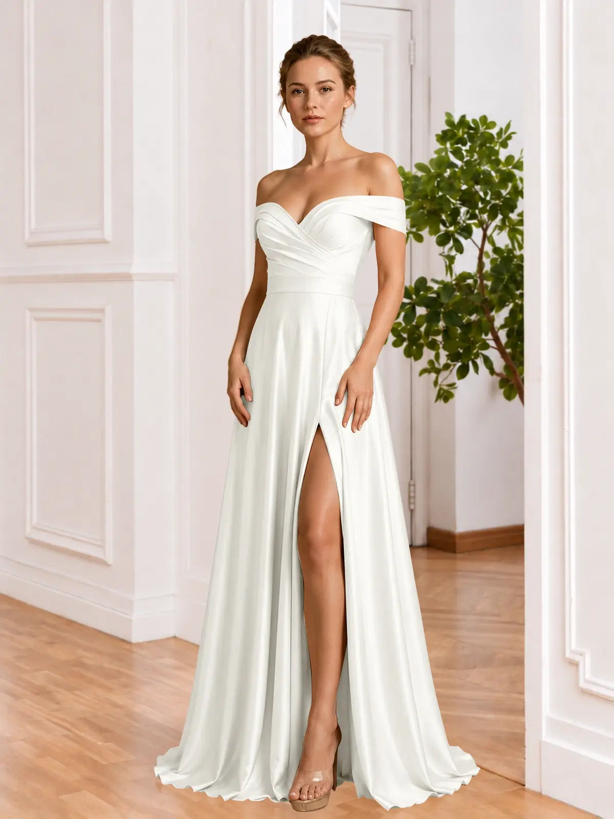 A-line Prom Dress with High Slit 