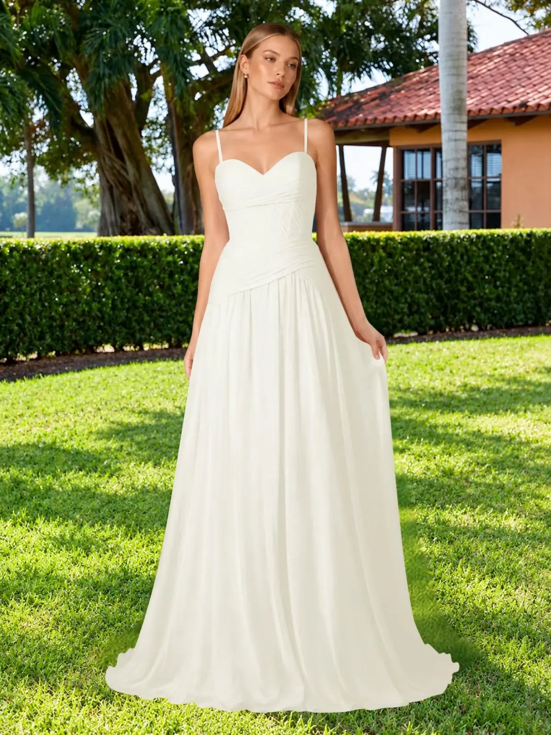 Chiffon Bridesmaid Dress with Ruched Design 