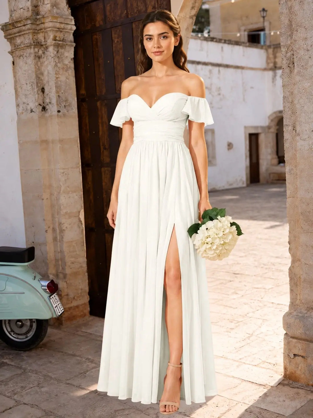 Chiffon Bridesmaid Dress with Cap Sleeves 
