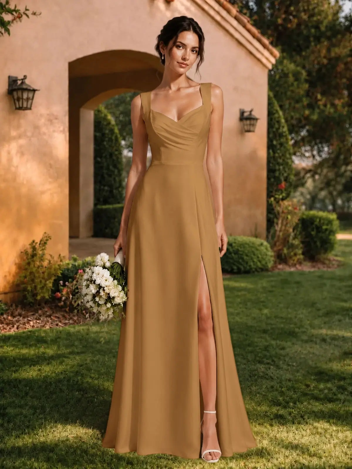 Sweetheart Neckline Bridesmaid Dress with Wide Straps