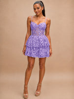 Sequin Appliques Mini Dress 