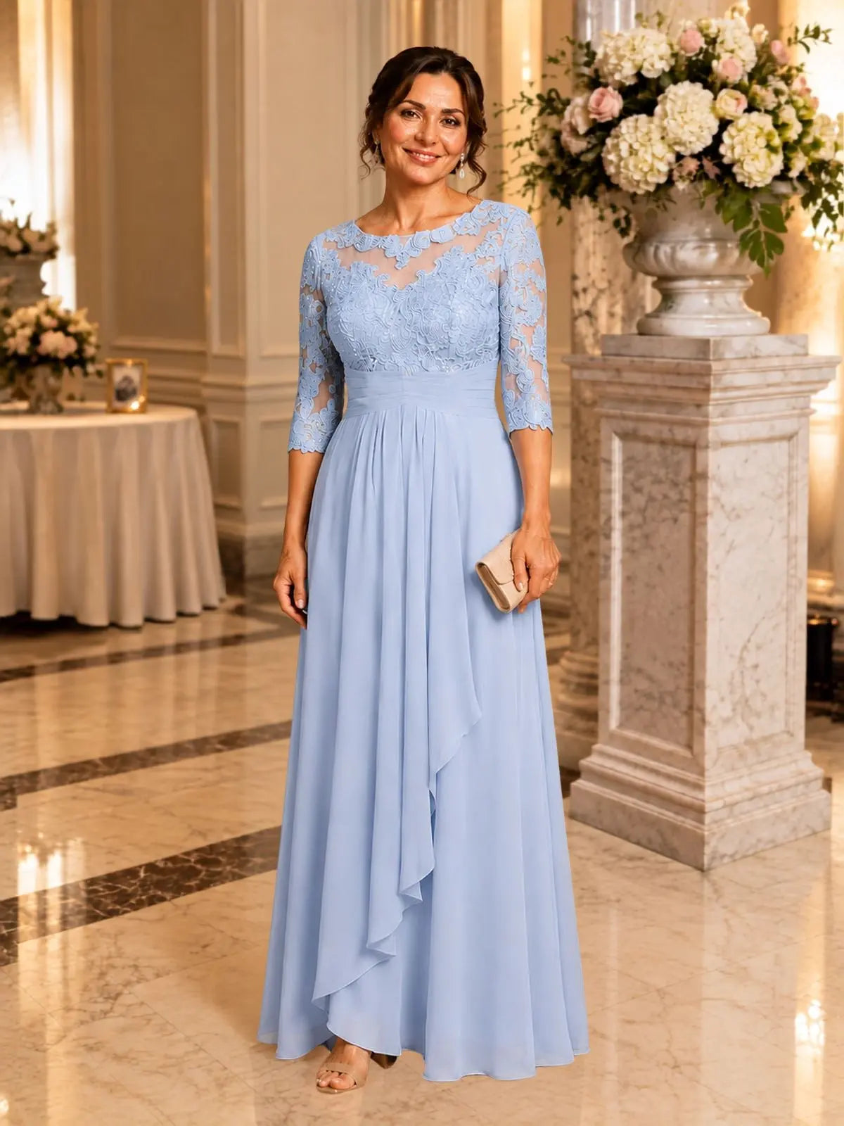Three Quarter Sleeve Mother Dress 