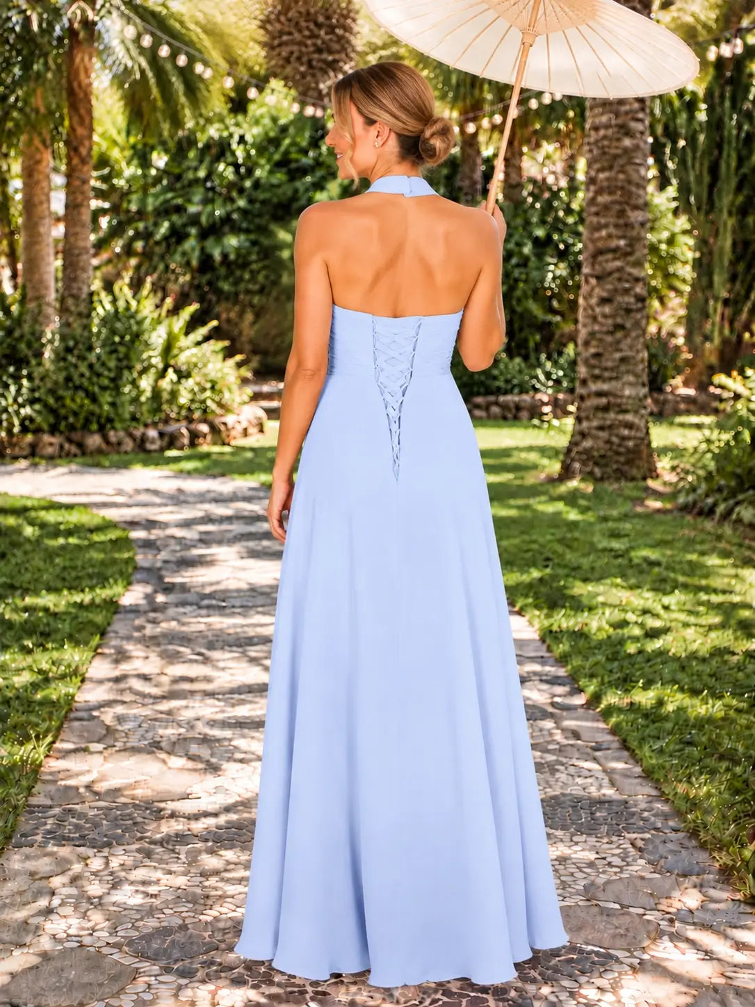 Ruched Halter Bridesmaid Dress 