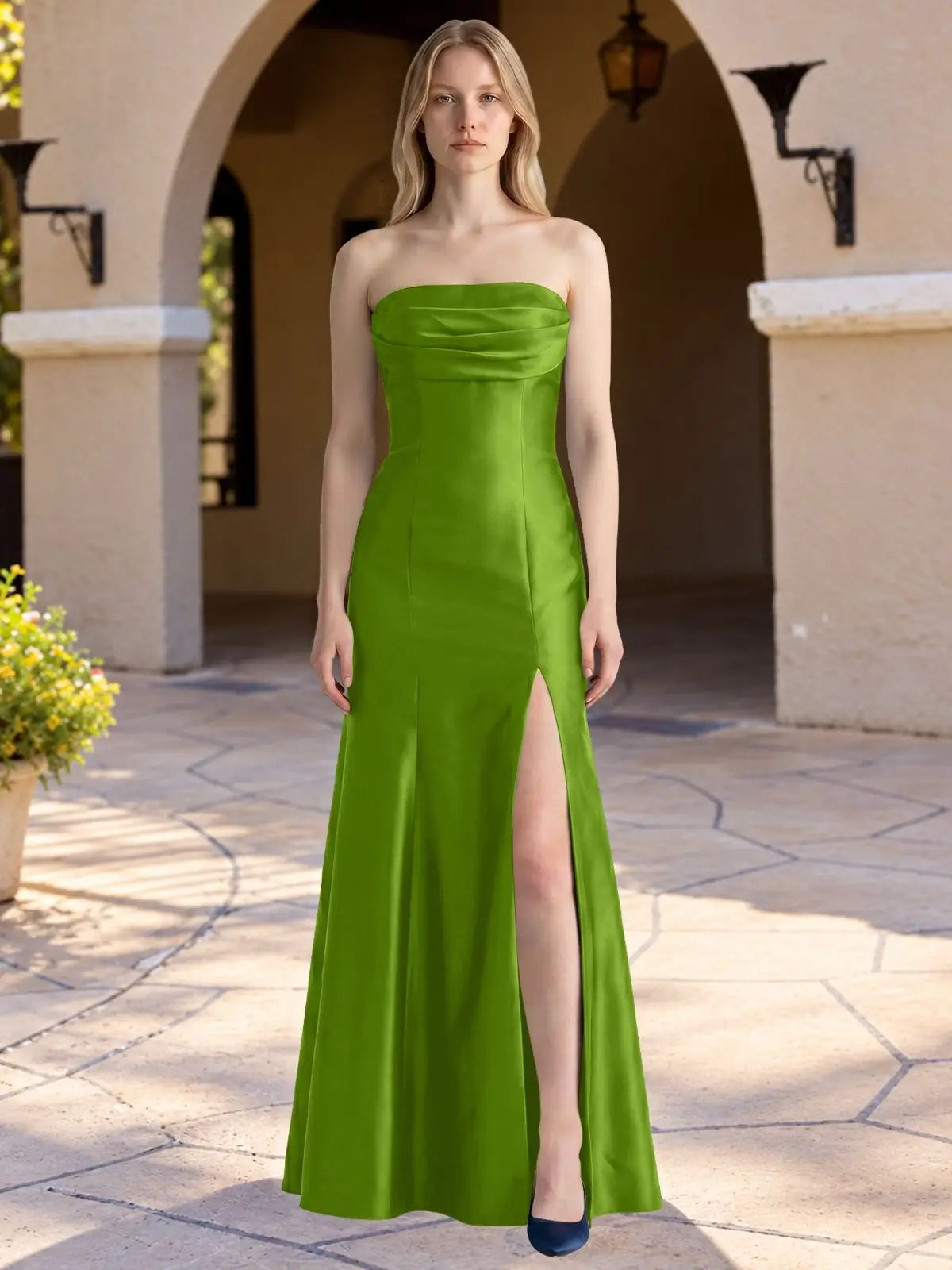 Strapless Ruched Bodice Prom Dress 