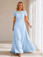 Illusion Applique Chiffon Dress 