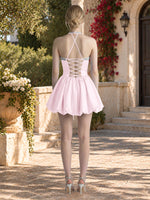Beading Bubble Hem Mini Dress 