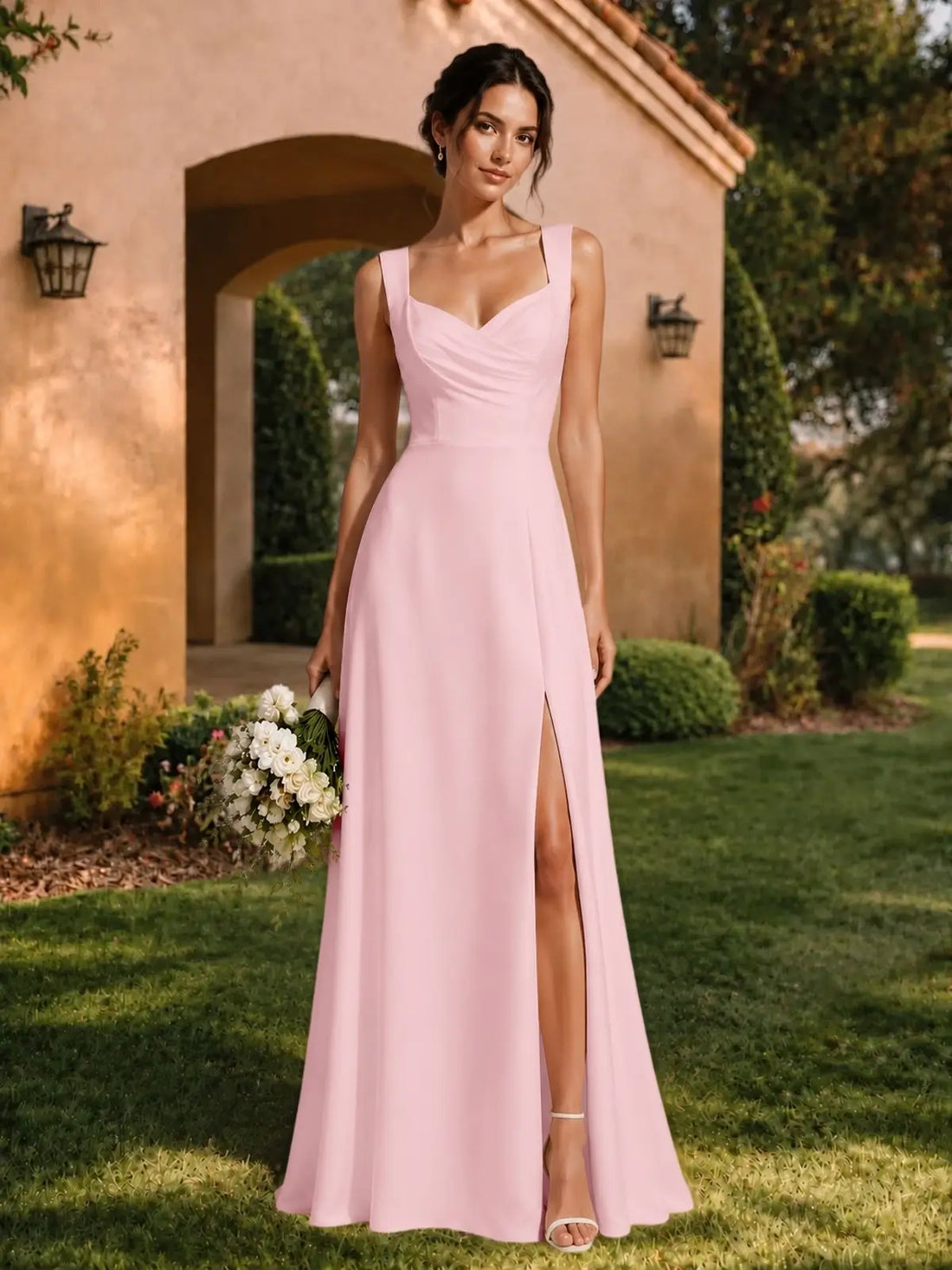 Sweetheart Neckline Bridesmaid Dress with Wide Straps