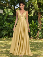 A-line Bridesmaid Dress with Cross-Over Bodice