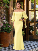 Mermaid Bridesmaid Dress with Puff Sleeves