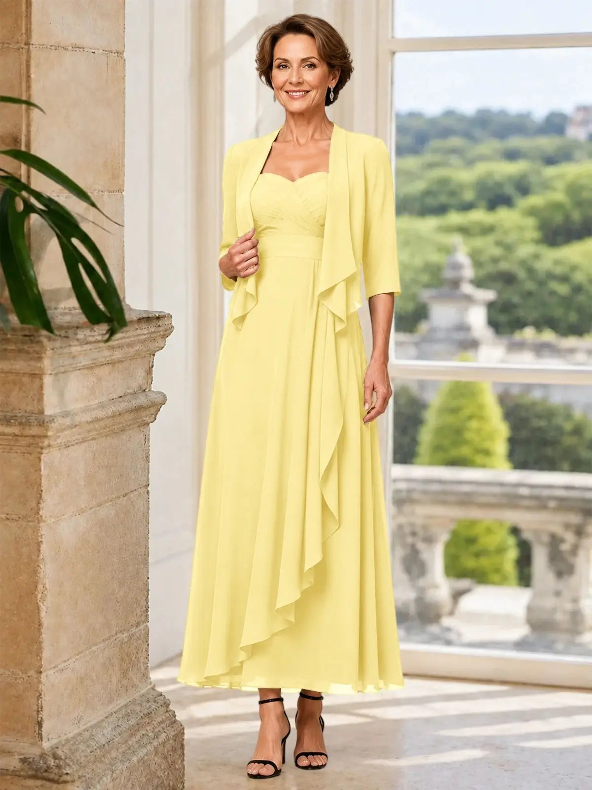 Two-piece Mother of the Bride Dress with Ruffle Design 