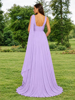 Chiffon Bridesmaid Dress with Draped Scarf